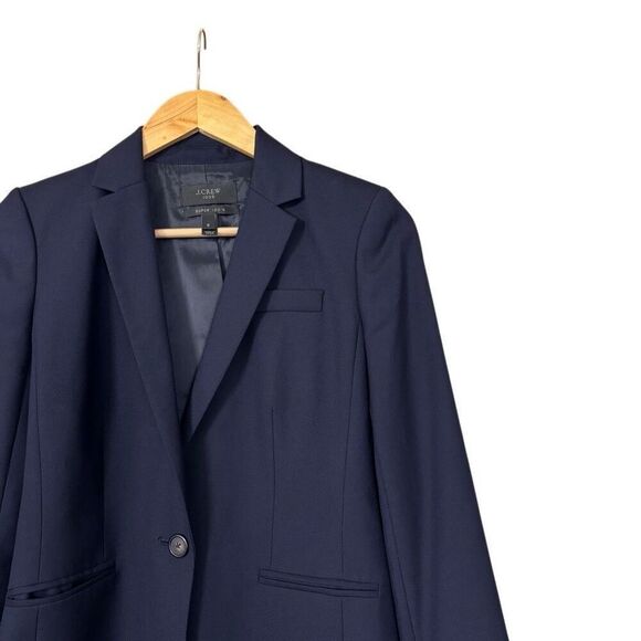 J.Crew 1035 Navy Blue Super 120's Single Button Wool Blazer Size 0 - Picture 10 of 10